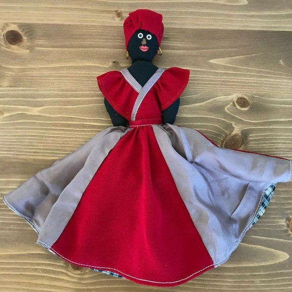 Topsy Turvy Cloth Doll with Earrings Handmade Colorful Reversible Flip Toy 12" - Picture 4 of 5